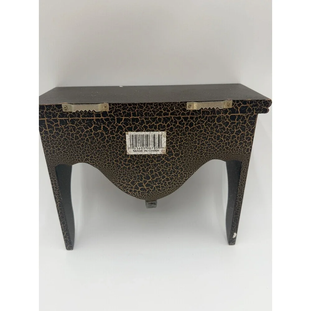 Vintage Elephant Head Wall Shelf Black Gold Crackle Safari Decor Floating Shelf